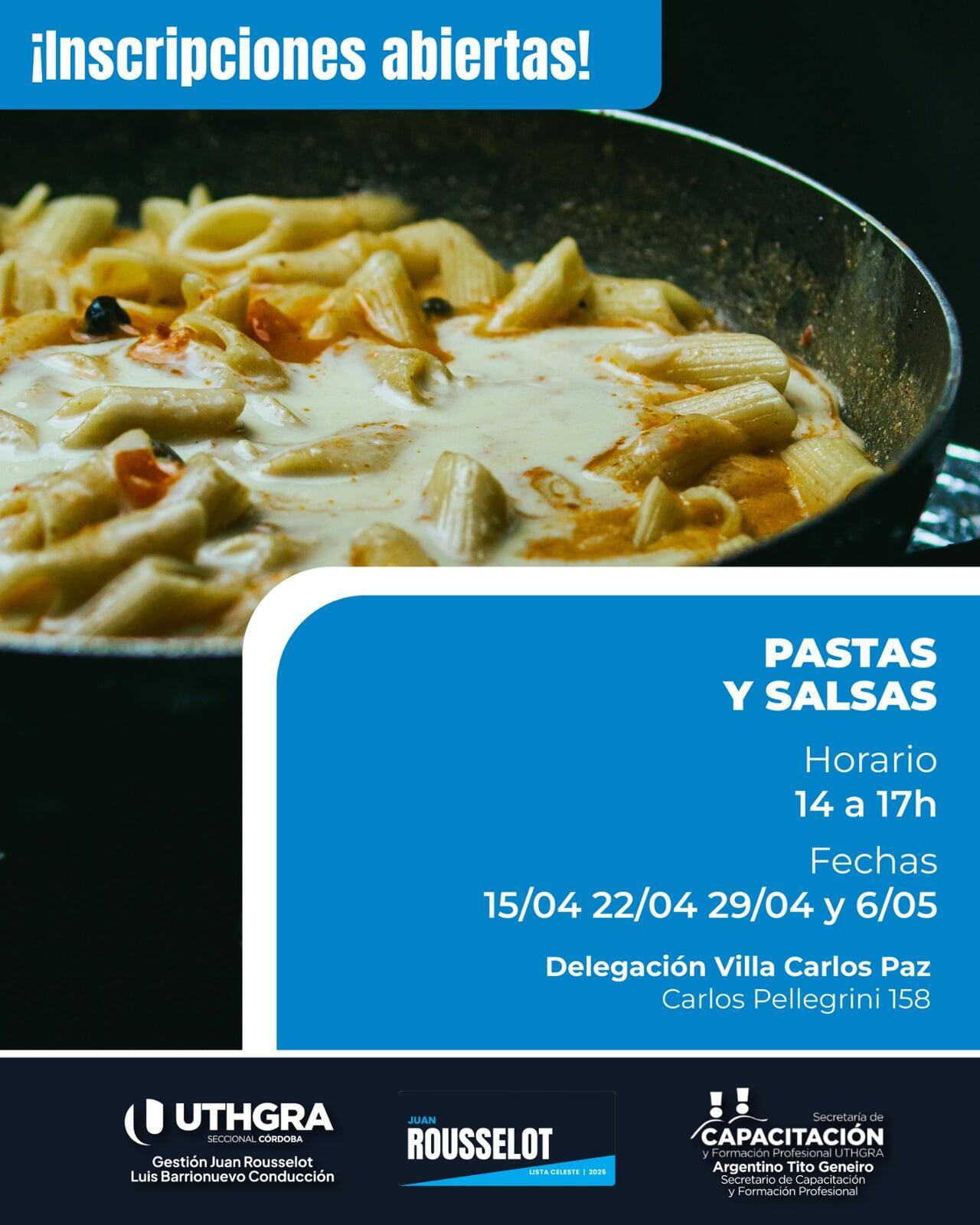 Nuevo Curso de Pastas y Salsas en Villa Carlos Paz